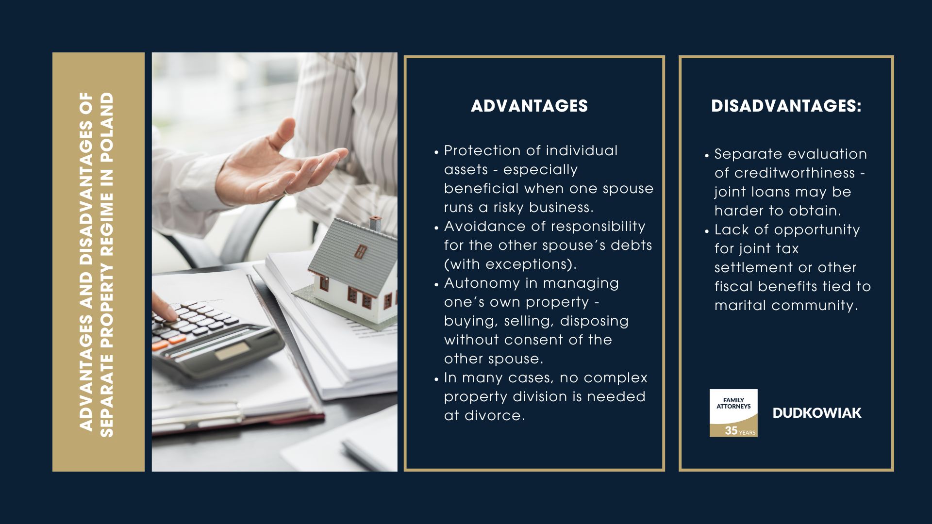 Advantages and disadvantages of separate property regime in Poland 