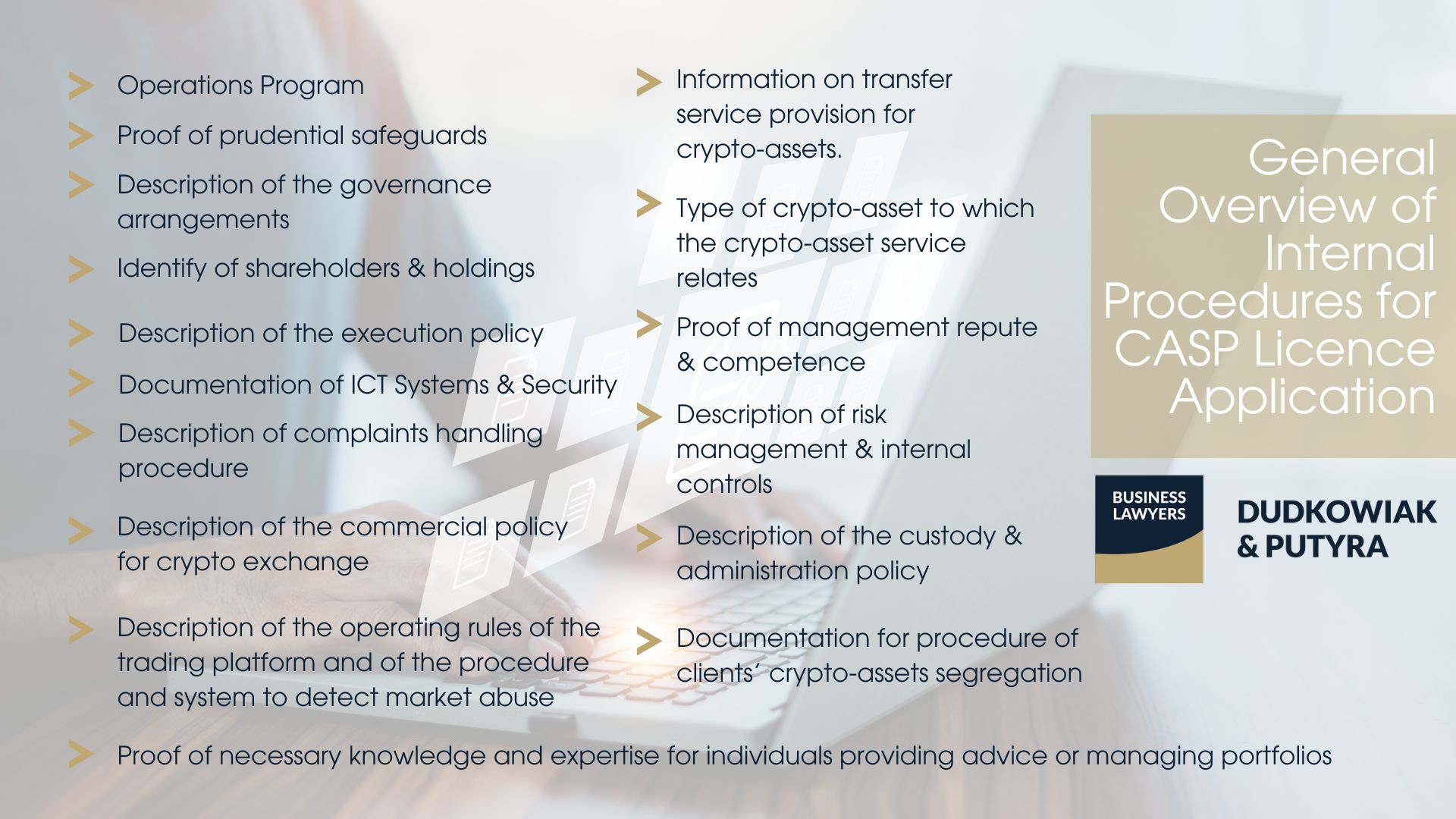 General Overview of Internal Procedures for CASP Licence Application