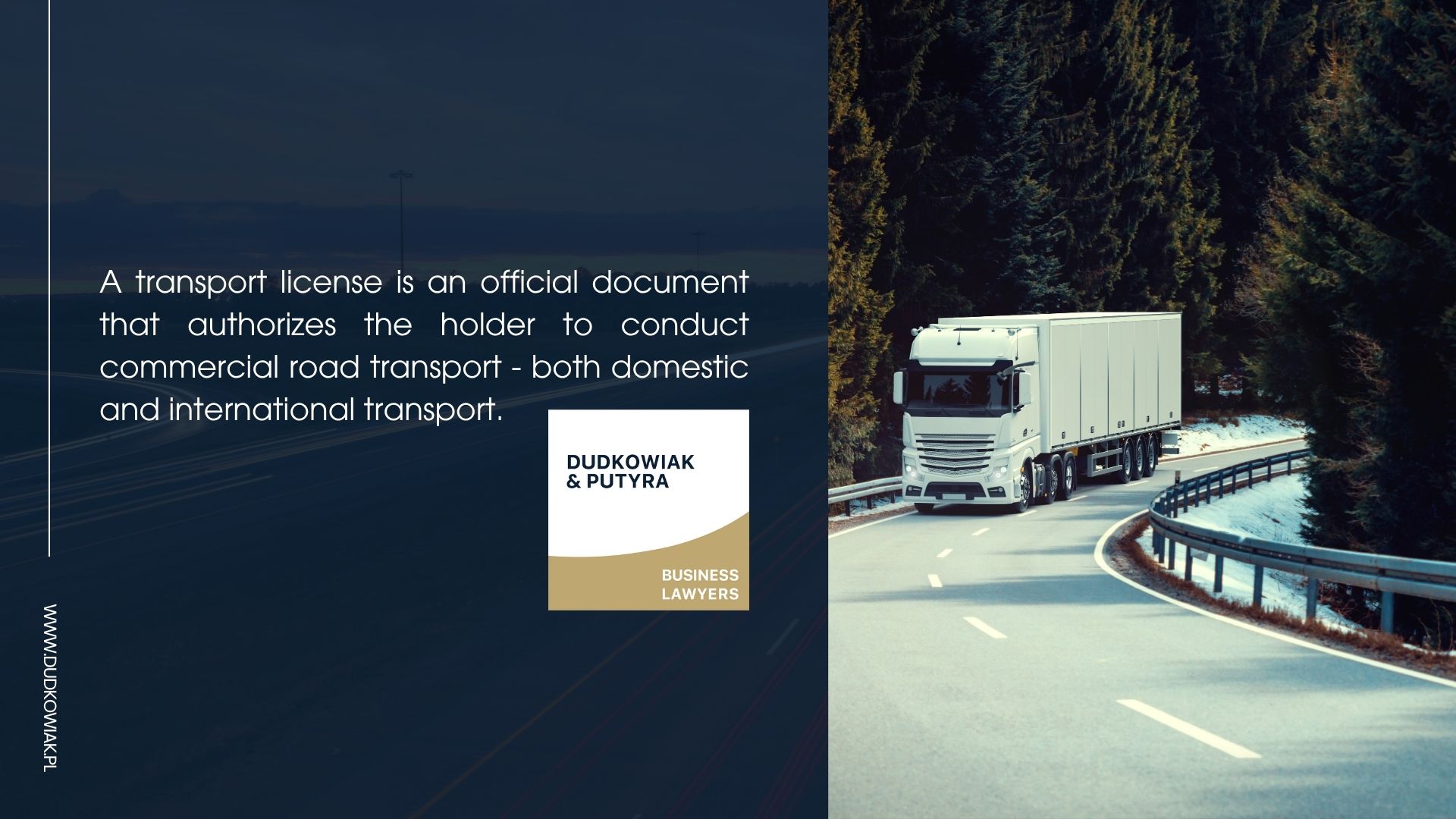 A transport license is an official document that authorizes the holder to conduct commercial road transport - both domestic and international transport.