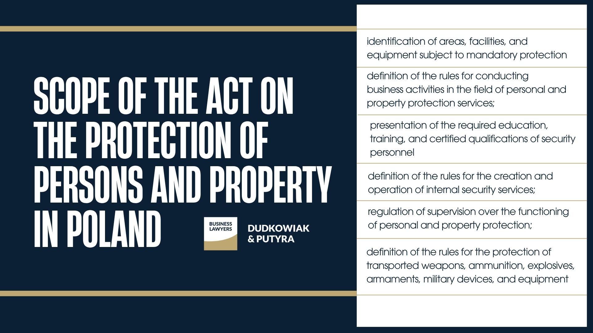 Scope of the Act on the Protection of Persons and Property in Poland