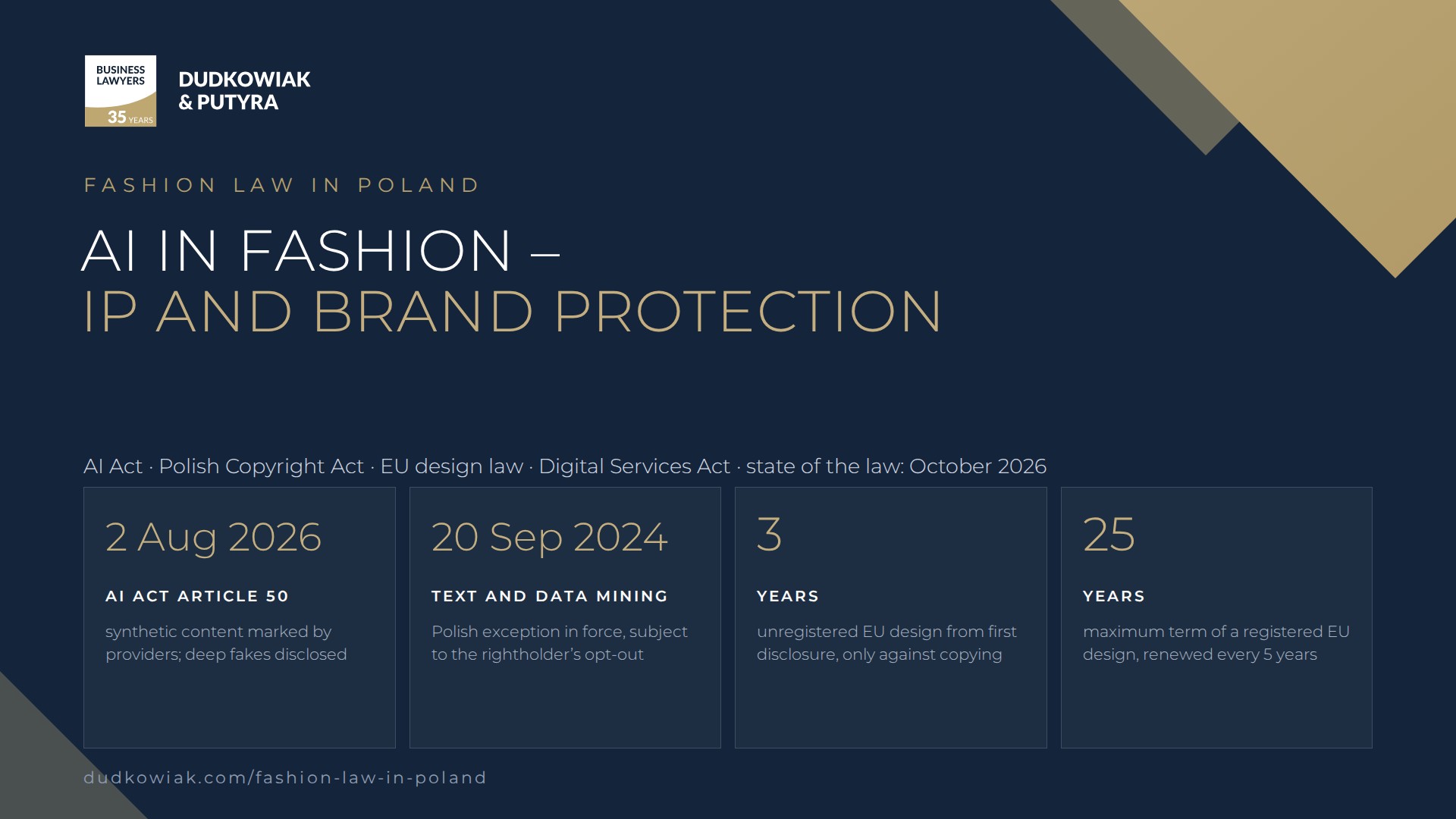 AI in fashion in Poland: intellectual property and brand protection – AI Act Article 50, text and data mining exception and EU design protection terms