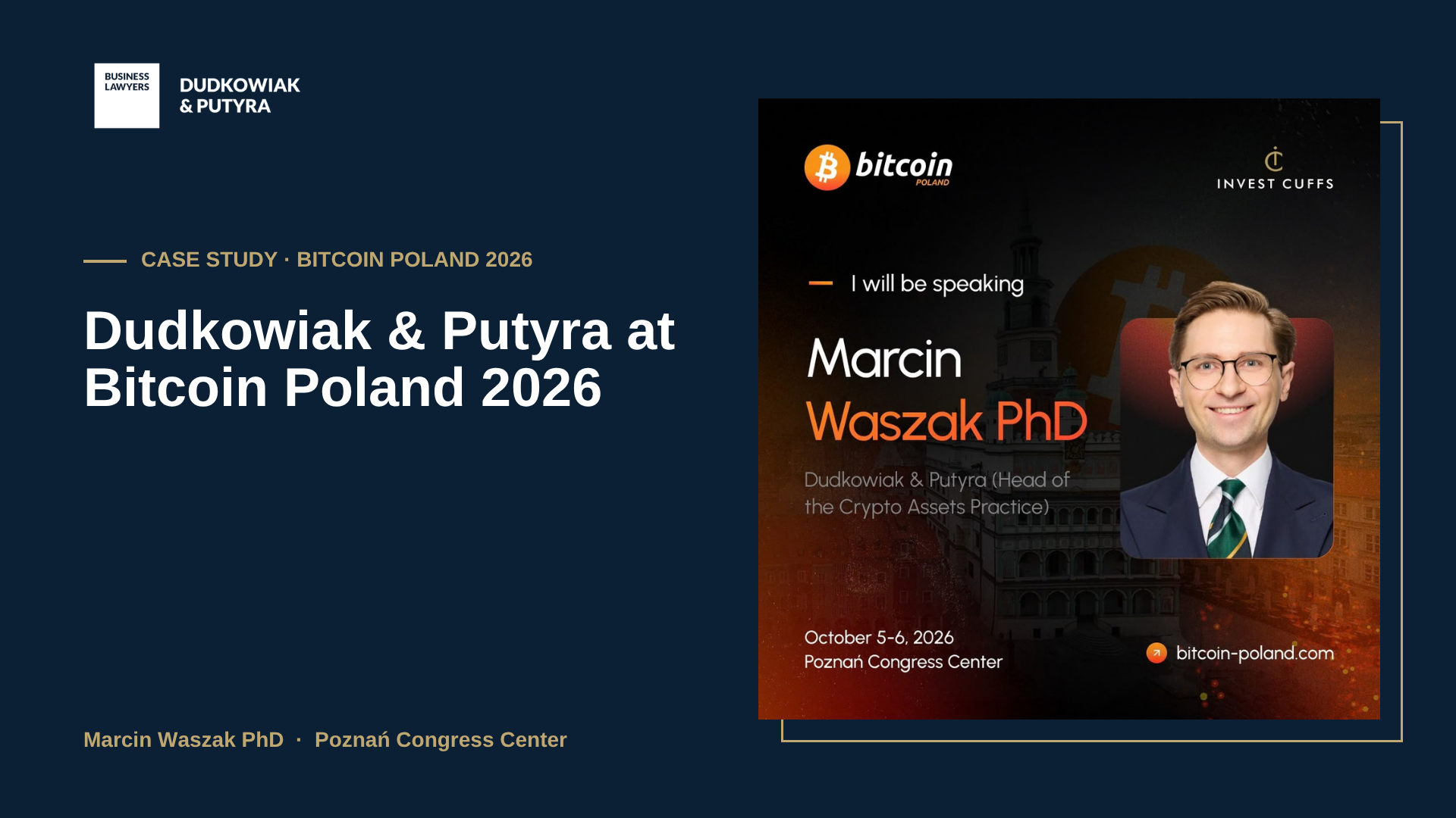 Marcin Waszak PhD of Dudkowiak & Putyra, speaker at Bitcoin Poland 2026 in Poznań